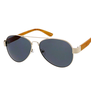Chuck - Wooden Arms Aviator Sunglasses-Sunglasses-Dani Joh-Dark Gray-Dani Joh