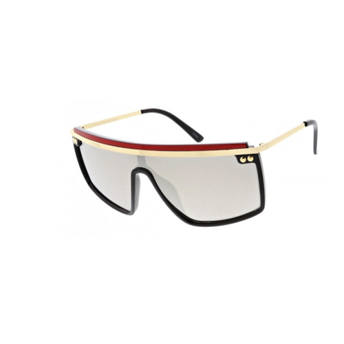 Runway - Silver Flat Top Shield Sunglasses-Sunglasses-Dani Joh-Dani Joh