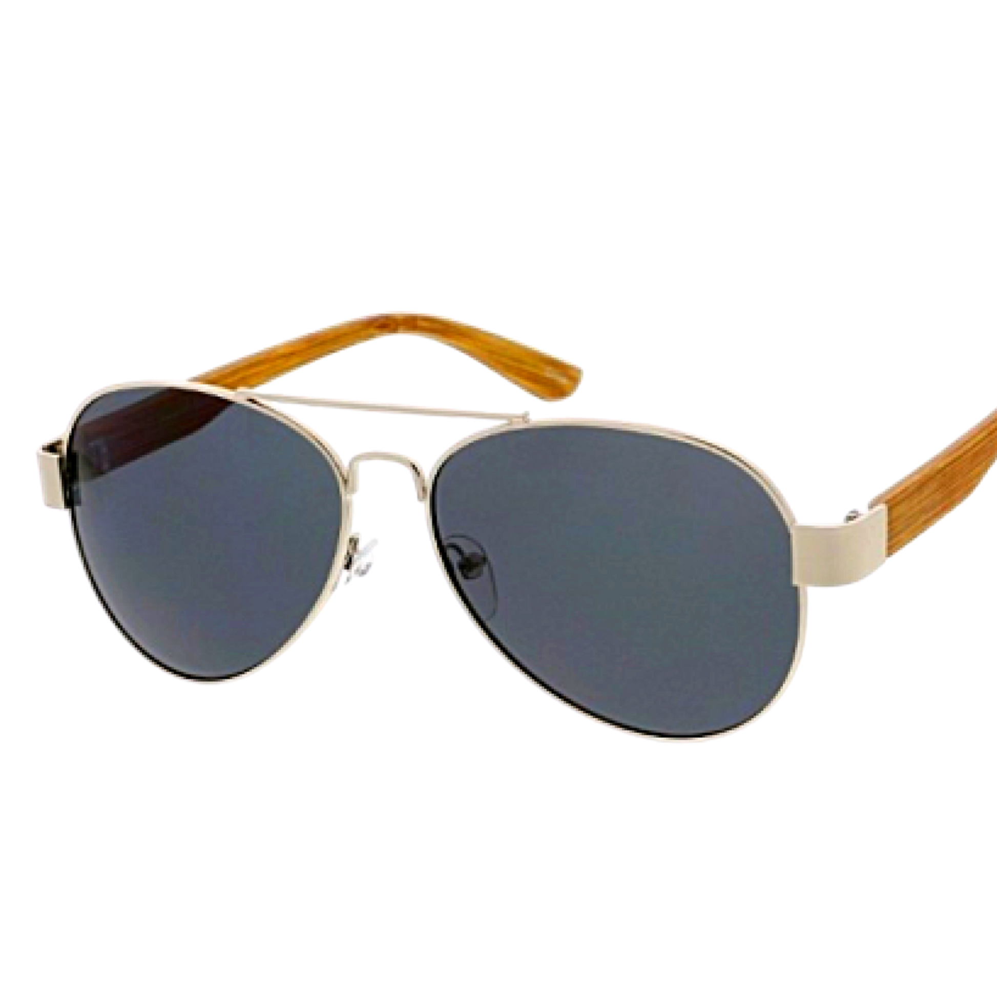 Chuck - Wooden Arms Aviator Sunglasses-Sunglasses-Dani Joh-Dark Gray-Dani Joh