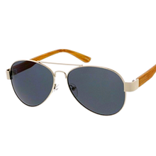 Load image into Gallery viewer, Chuck - Wooden Arms Aviator Sunglasses-Sunglasses-Dani Joh-Dark Gray-Dani Joh