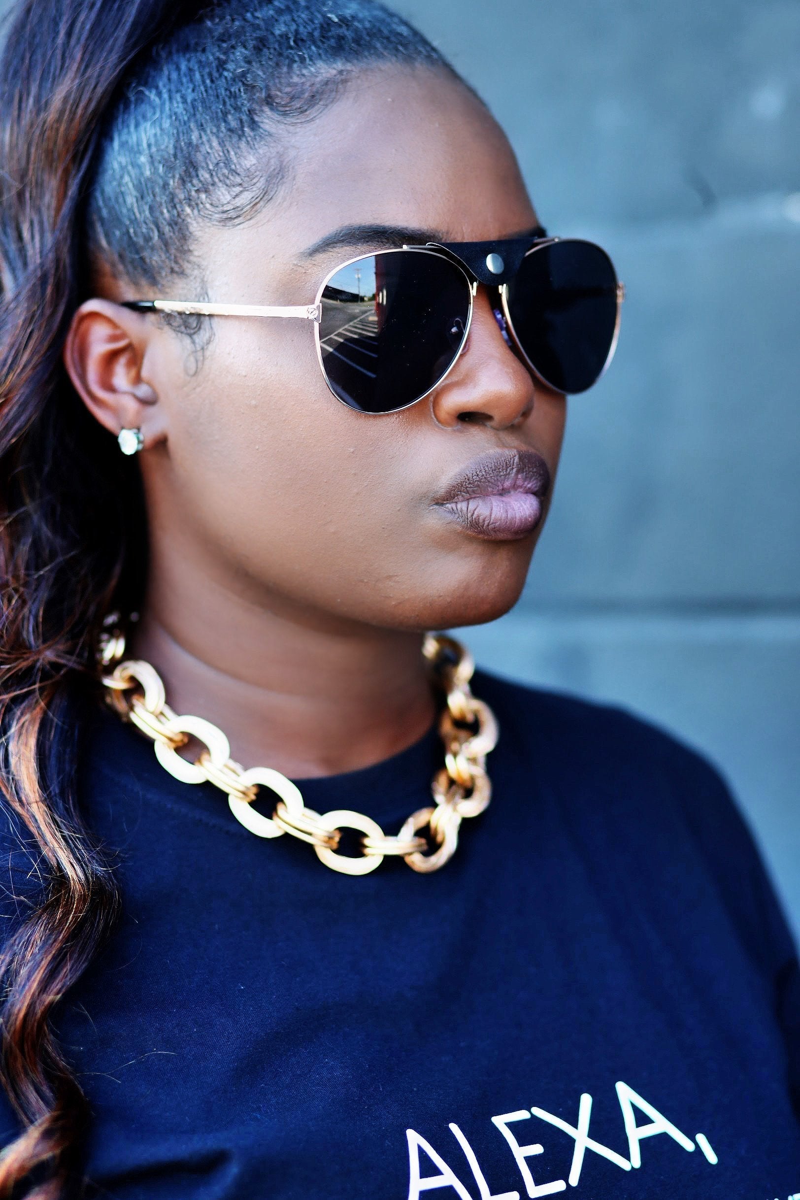 Snapped - Vegan Leather Aviator Sunglasses-Sunglasses-Dani Joh-Black & Gold-Dani Joh