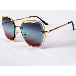 Denim - Blue Flat Top Shield Sunglasses - Dani Joh