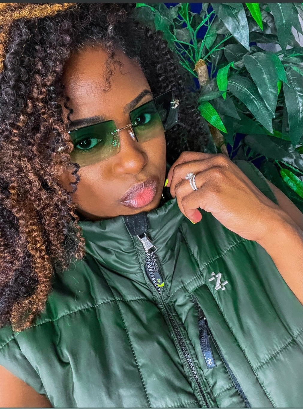 Dinero - Green Rectangle Rimless Eyeglasses - Dani Joh Eyewear
