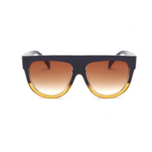 Load image into Gallery viewer, Lover - Brown Flat Top Sunglasses-Sunglasses-Dani Joh-Navy Blue &amp; Yellow Frame-Dani Joh