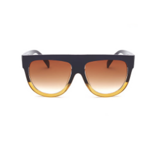 Lover - Brown Flat Top Sunglasses-Sunglasses-Dani Joh-Navy Blue & Yellow Frame-Dani Joh
