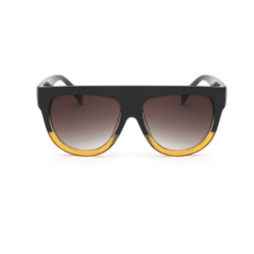 Point - Black Flat Top Sunglasses-Sunglasses-Dani Joh-Black & Yellow-Dani Joh
