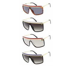 Load image into Gallery viewer, Runway - Silver Flat Top Shield Sunglasses-Sunglasses-Dani Joh-Dani Joh