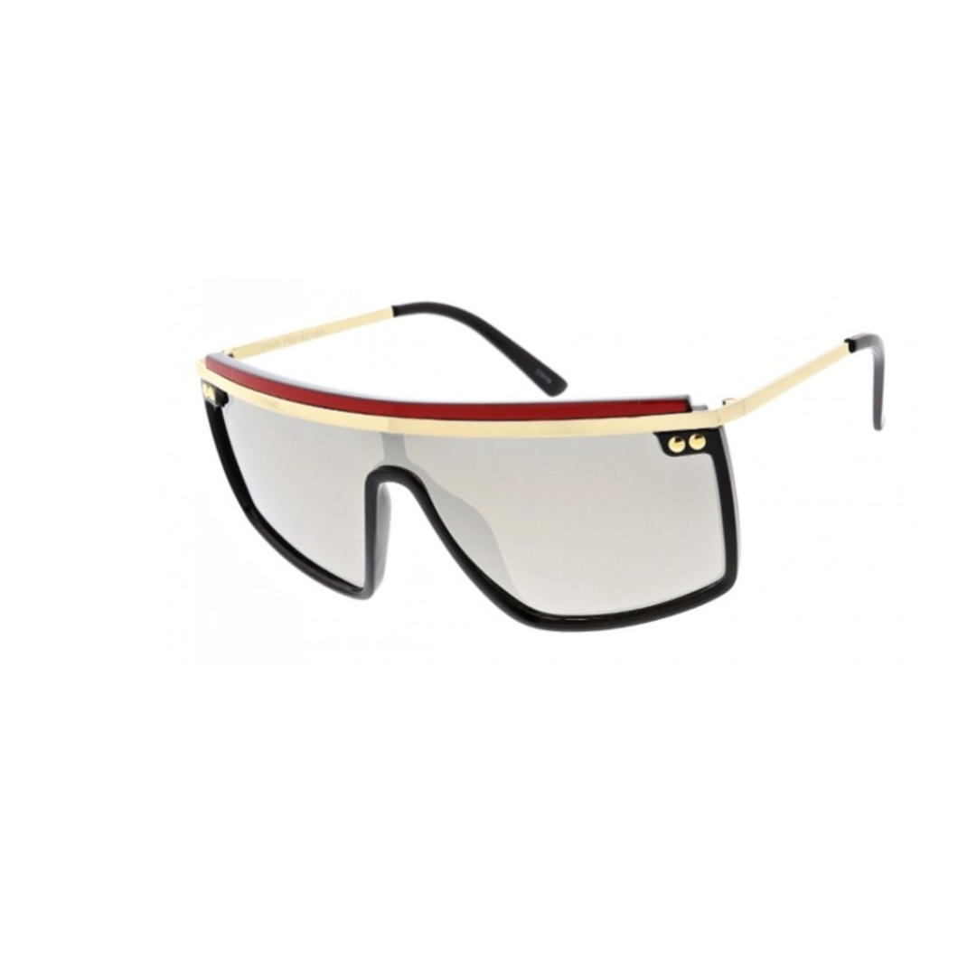 Runway - Silver Flat Top Shield Sunglasses-Sunglasses-Dani Joh-Dani Joh