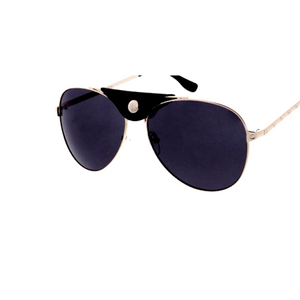 Snapped - Vegan Leather Aviator Sunglasses-Sunglasses-Dani Joh-Black & Silver-Dani Joh